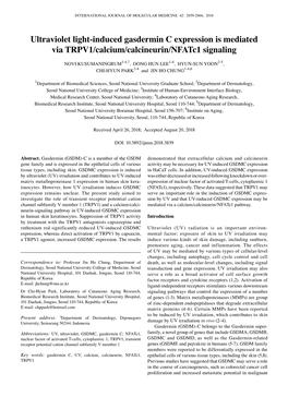 Ultraviolet Light-Induced Gasdermin C Expression Is Mediated Via TRPV1/Calcium/Calcineurin/Nfatc1 Signaling