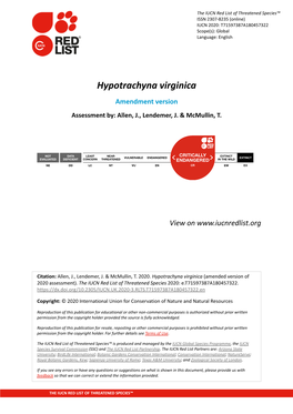 Hypotrachyna Virginica Amendment Version Assessment By: Allen, J., Lendemer, J