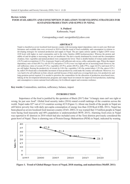 Food Availability and Consumption in Relation to Developing Strategies for Sustained Production and Supply in Nepal