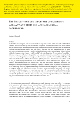 The Mesolithic Bone Industries of Northeast Germany and Their Geo-Archaeological Background