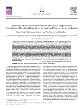 Comparison of Microbial Community and Metabolites in Spontaneous Fermentation of Two Types Daqu Starter for Traditional Chinese Vinegar Production