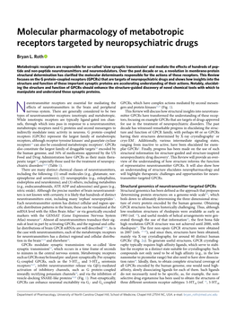 Molecular Pharmacology of Metabotropic Receptors Targeted by Neuropsychiatric Drugs