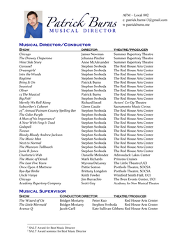 Patrick Burns Music Direction Resume