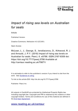 Impact of Rising Sea Levels on Australian Fur Seals