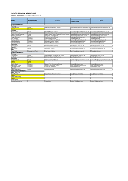 SCHOOLS FORUM MEMBERSHIP GENERAL ENQUIRIES: Schools.Forum@Brent.Gov.Uk