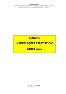 SERGIPE – Indicadores Estatísticos Ago 2019