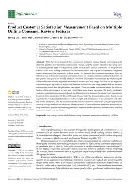 Product Customer Satisfaction Measurement Based on Multiple Online Consumer Review Features