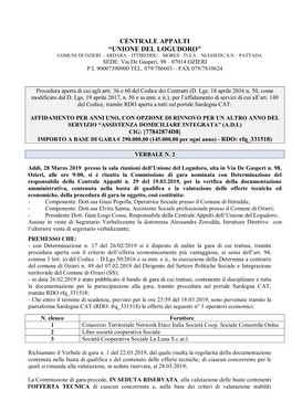 UNIONE DEL LOGUDORO” COMUNI DI OZIERI – ARDARA – ITTIREDDU – MORES –TULA – NUGHEDU S.N – PATTADA SEDE: Via De Gasperi, 98 – 07014 OZIERI P.I