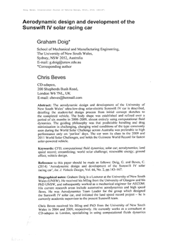 Aerodynamic Design and Development of the Sunswift IV Solar Racing Car