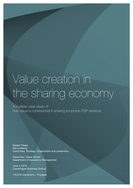 Value Creation in the Sharing Economy