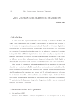 Have Constructions and Expressions of Experience”