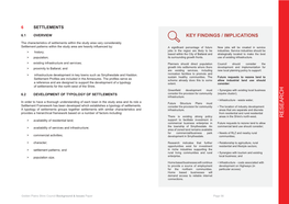 KEY FINDINGS / IMPLICATIONS the Characteristics of Settlements Within the Study Area Vary Considerably