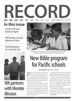 New Bible Program for Pacific Schools