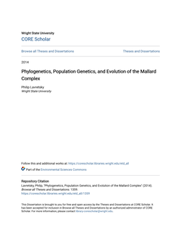 Phylogenetics, Population Genetics, and Evolution of the Mallard Complex