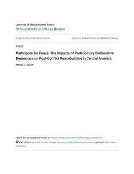 The Impacts of Participatory Deliberative Democracy on Post-Conflict Eacebuildingp in Central America