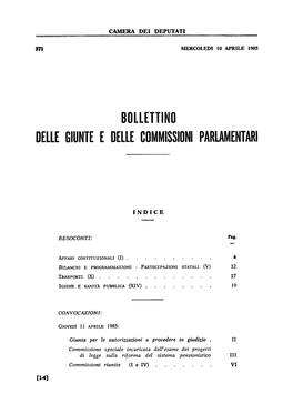 Bollettino Delle Giunte E Delle Commissioni Parlamentari