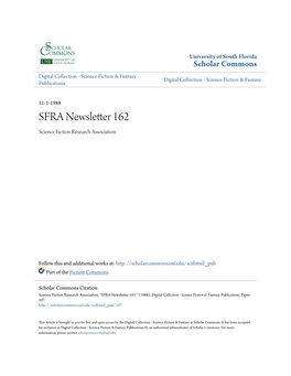 SFRA Newsletter Puhlished Ten Times a Year Hy the Science Fiction Research Associa­ Tion