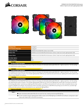 CORSAIR Icue SP120 RGB PRO Performance 120Mm Triple Fan Kit with Lighting Node CORE