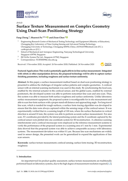 Surface Texture Measurement on Complex Geometry Using Dual-Scan Positioning Strategy