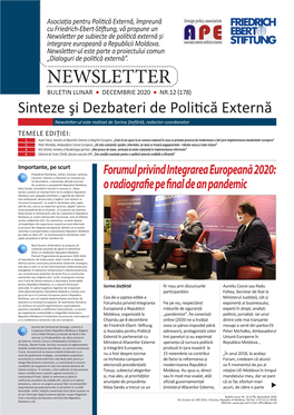 Newsletter Pe Subiecte De Politică Externă Și Integrare Europeană a Republicii Moldova