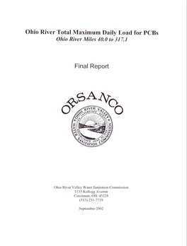 Ohio River Total Maximum Daily Load for Pcbs Ohio River Miles 40.0 to 317.1