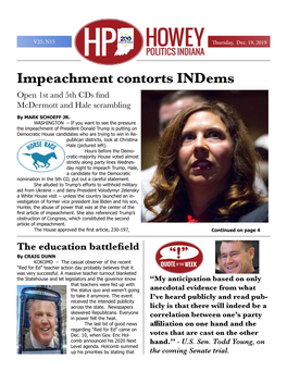 Impeachment Contorts Indems Open 1St and 5Th Cds Find Mcdermott and Hale Scrambling by MARK SCHOEFF JR