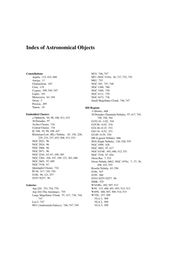 Index of Astronomical Objects