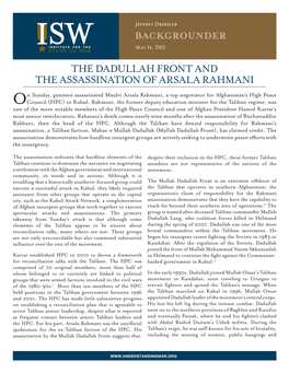 The Dadullah Front and the Assassination of Arsala Rahmani