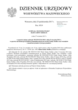 Uchwała Nr XXXIX/370/2017 Z Dnia 27 Września 2017 R