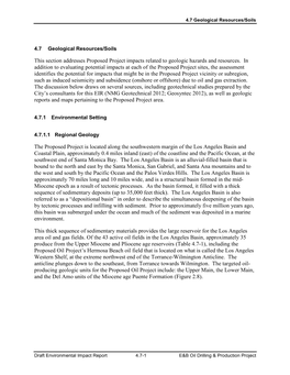 This Section Addresses Proposed Project Impacts Related to Geologic Hazards and Resources