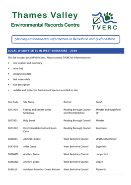 West Berks Living List 2019