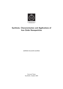 Synthesis, Characterisation and Applications of Iron Oxide Nanoparticles