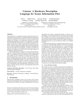 Caisson: a Hardware Description Language for Secure Information Flow