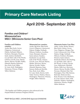 Primary Care Network Listing