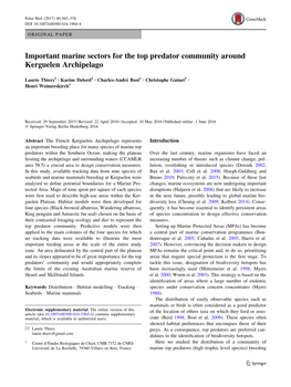 Important Marine Sectors for the Top Predator Community Around Kerguelen Archipelago