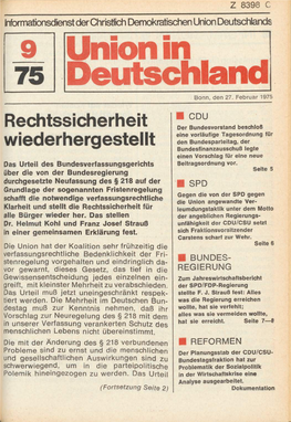 UID 1975 Nr. 9, Union in Deutschland