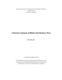 A Genetic Analysis of Miklós Szentkuthy's 