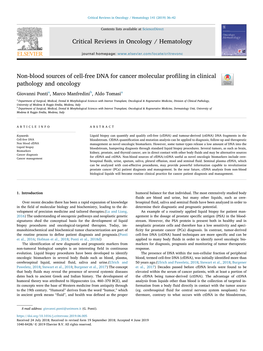 Non-Blood Sources of Cell-Free DNA for Cancer Molecular Profiling In