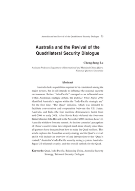 Australia and the Revival of the Quadrilateral Security Dialogue 73