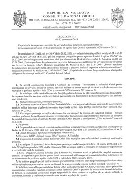 RE,PUBLICA MOLDOVA CONSILIUL RAIONAL ORHEI MD 3505, Or