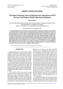 The Impact of Storage Times of Museum Insect Specimens on PCR Success: Case Study on Moth Collections in Indonesia