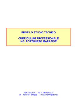 Profilo Studio Tecnico Curriculum Professionale Ing. Fortunato Marafioti