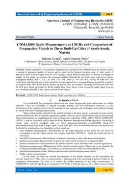 CDMA2000 Radio Measurements at 1.9Ghz and Comparison of Propagation Models in Three Built-Up Cities of South-South, Nigeria