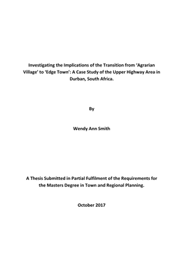 'Agrarian Village' to 'Edge Town': a Case Study of the Upper Highw