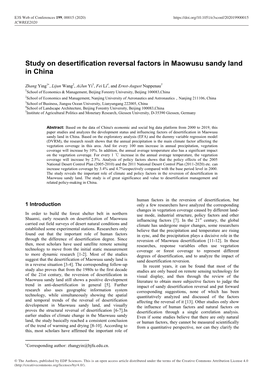 Study on Desertification Reversal Factors in Maowusu Sandy Land in China