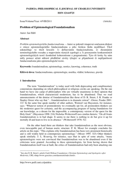 Problem of Epistemological Foundationalism