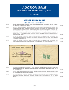 Auction Sale Wednesday, February 3, 2021