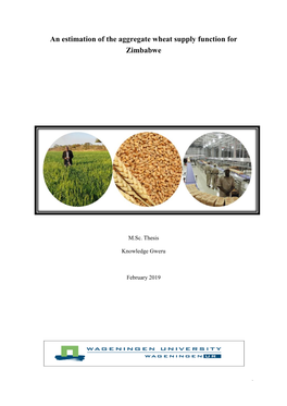 An Estimation of the Aggregate Wheat Supply Function for Zimbabwe