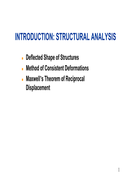 Introduction: Structural Analysis
