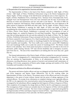 PUDUKOTTAI DISTRICT EXTRACT of RULE 4(1)(B) of the RIGHT to INFORMATION ACT – 2005. (I) the Particulars of Its Organizations, Functions and Duties